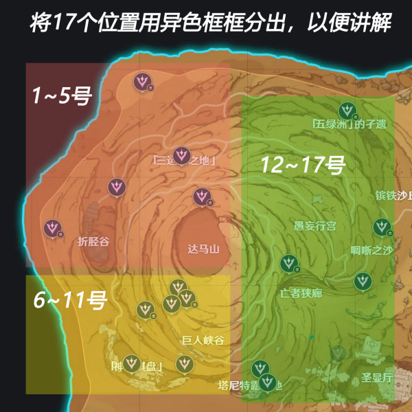 原神千壑沙地景观点全位置-原神千壑沙地17个景观点收集